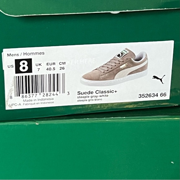 Puma Suede Classic* Steeple Gray and White 352634 66. Size 8. NWT.0 - Picture 6 of 7